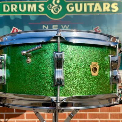 1960s Ludwig 5x14 No. 908P Jazz Festival Snare Drum Green Sparkle image 10