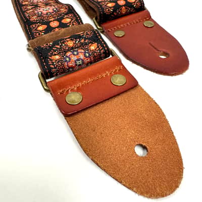 Walker & Williams H-46 Vintage Series Plush Back, Black Sunset Orange Woven Strap w/Chestnut Ends image 9