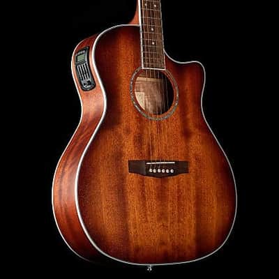 Cort GAMEDXMOP Grand Regal Acoustic Electric Cutaway Guitar. Open Pore Mahogany B-Stock image 9