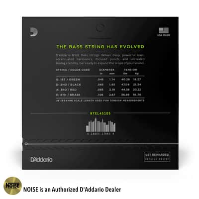 D'Addario NYXL45-105 Nickel Wound Long Scale Light Top / Medium Bottom Bass Guitar Strings, 45-105 Nickel image 4