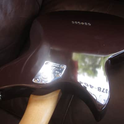 Lyon by Washburn LI38 Solid Body Electric Guitar Dark Brown w/ White Pearloid Pickguard image 6