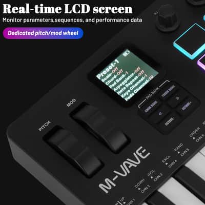 M-vave SMK-37 PRO 37 Key USB MIDI Keyboard Controller With 16 Backlit Drum Pads, Bluetooth Semi Weighted Professional dynamic keybed 8 Knobs and Music Production,Software Included (Price includes the import duty for US buyer) image 3