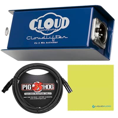 Cloud Microphones CL-1 Cloudlifter Mic Activator Bundle w/ Pig Hog 15' Mic Cable & Liquid Audio Polishing Cloth 1-Channel Ultra-Clean Mic Preamp Gain image 1
