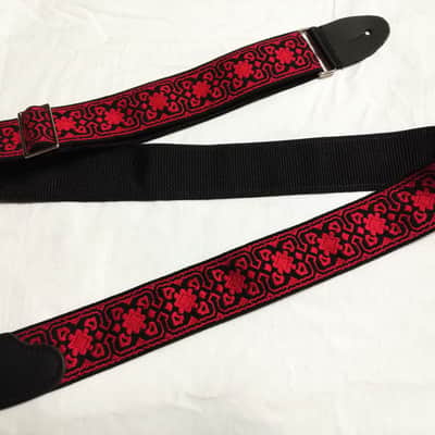 Red and Black nylon Guitar STRAP Leather ends NEW - for Fender image 1