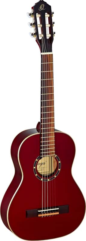 Ortega Guitars R121-1/2WR Family Series 1/2 Body Size Nylon 6-String Guitar w/ Free Bag, Spruce Top and Mahogany Body, Wine Red Gloss image 1