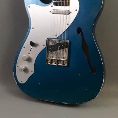 LEFTY! Custom Shop Vintage Relic Boutique TL69 Thinline Aged Ocean Turquoise Metallic Semi-Hollow Alder Licensed by Fender 6.3 Lb HSC image 14