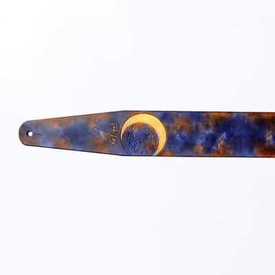 burnyblack custom bass,guitar strap - moon 3 brown/darknavy image 6