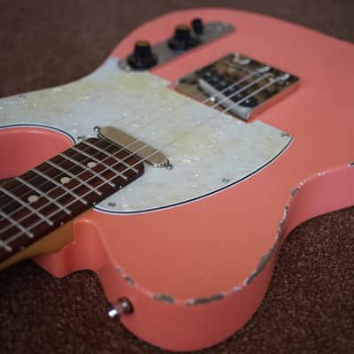 MJT Warmoth Fender American Vintage 62 Relic Road Worn Telecaster Shell Pink Coral image 10