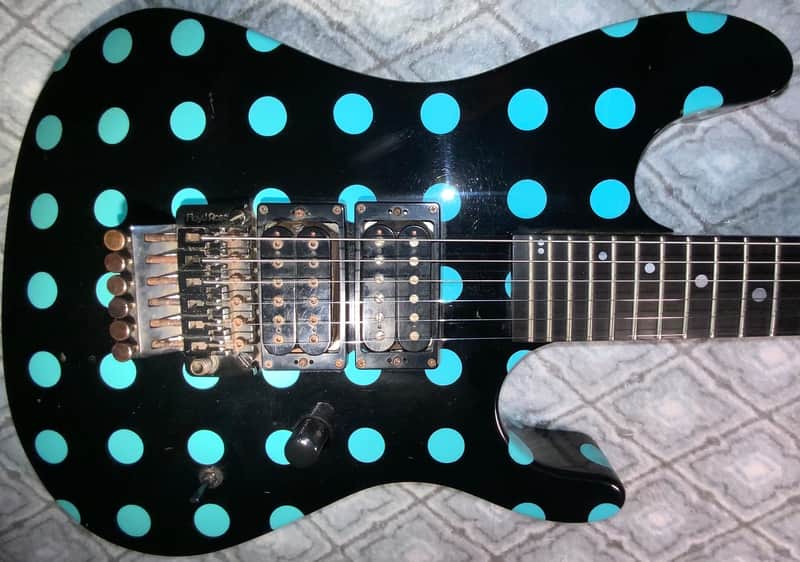 Final Reduction!  1986 Kramer Nightswan in Gloss Black with Blue Polka Dots! All Original! image 1