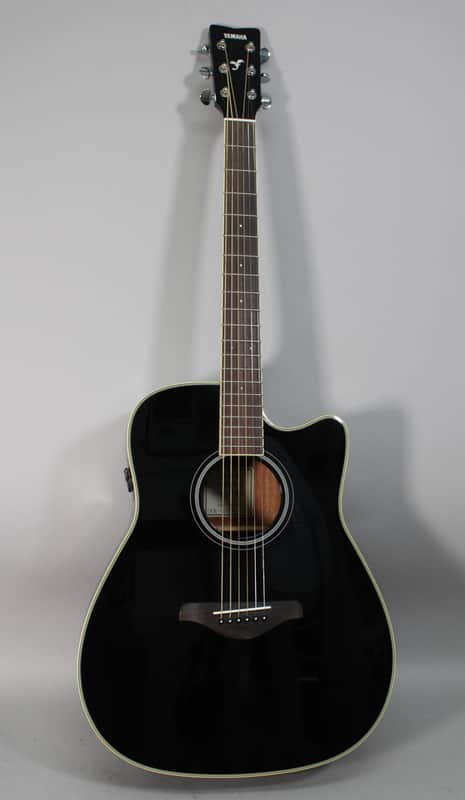 Yamaha FGC-TA TransAcoustic Dreadnought Cutaway Acoustic-Electric Guitar Black image 1