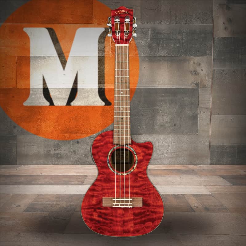 Lanikai Quilted Maple Red Stain Tenor Cutaway A/E Ukulele w/ Kula Preamp (QM-RDCET) image 1
