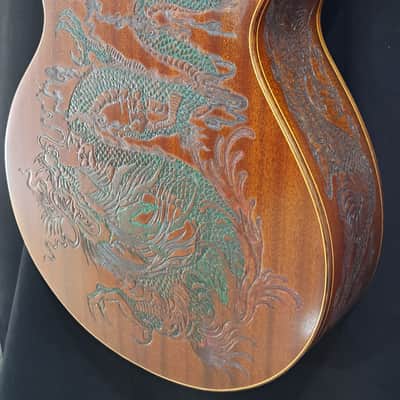 Blueberry NEW IN STOCK Handmade Acoustic Guitar Double Cutaway Dragon with Mango Wood image 10