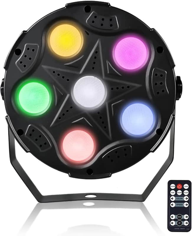 LED Par Lights, Super Bright 6x8W RGBW Par Can Light Slim Uplights Stage Wash Lights with Remote & DMX Control, DJ Event Lighting for Wedding Party Church Club Stage Lighting image 1