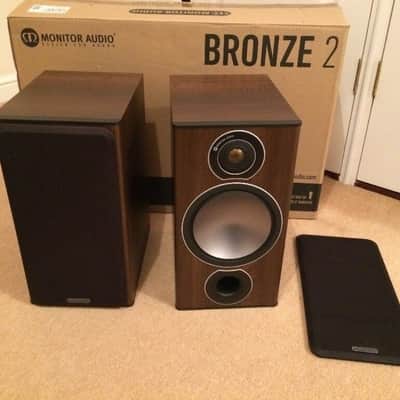 Rare Monitor Audio Bronze 2, Walnut w/ optional dustcovers, Box, Manual, Mint! $449 shipped! image 2