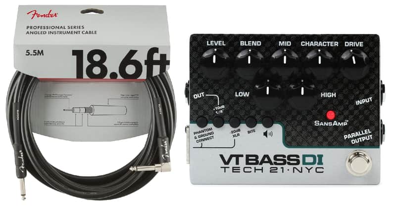 Tech 21 NYC SansAmp VT Bass DI Pre-amp Pedal 100% Analog Circuitry Direct Box ( FENDER 18FT CABLE ) image 1