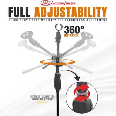 AxcessAbles AXCMS-201TB One Hand Microphone Stand with Tripod Base and Quick Grip Height Adjustment - Telescoping Mic Boom Arm Included. Tall Microphone Stand for Singing 2-Pack image 6