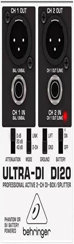Behringer Ultra-DI DI20 Professional Active 2-Channel DI-Box/Splitter image 1