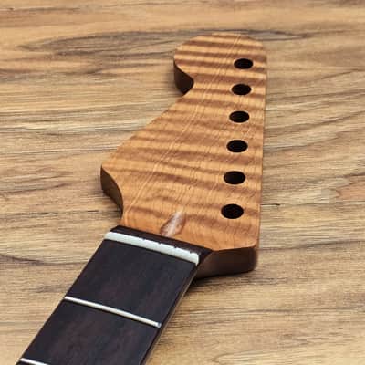 Left Handed Stratocaster Compatible Roasted Flame Maple and Rosewood Guitar Neck Satin image 3