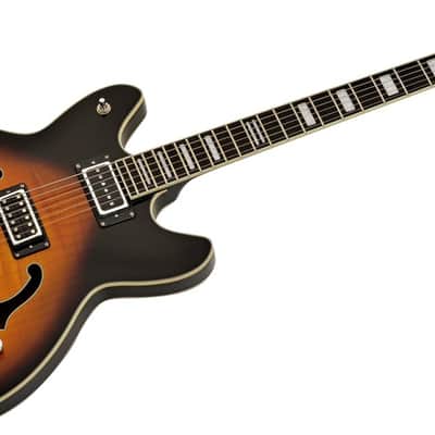 Hagstrom HSVIDLXBA18 Electric Guitar, Viking Baritone DLX, Tobacco Sunburst image 2