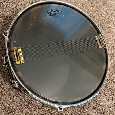 Like-New Daville (Doc Sweeney) Zebrawood/Wenge 14x6 stave snare, satin oil, Canopus wires, extra head, new extra wires image 7