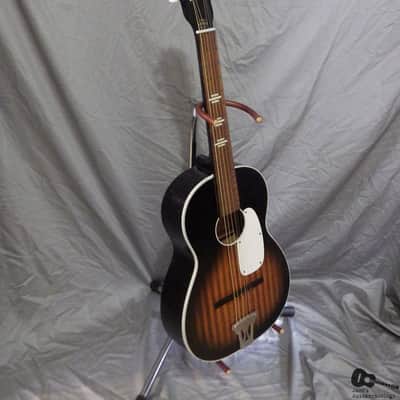 RARE "Domino"/Harmony Stella Parlor Guitar (1950s, 2-Tone Burst w/ Faux Flame) image 7