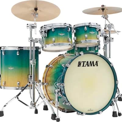 Tama Starclassic Maple ME42TZS 4-piece Shell Pack - Marine Shoreline Movingui Fade with Chrome Hardware image 2
