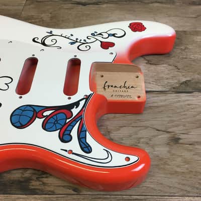 Made to Order - FRANCHIN Mercury guitar body and pickguard Jimi Hendrix MONTEREY REPLICA White and Red 100% Nitro Lacquer Alder Stratocaster-Strat-S-Style Made in Italy image 7