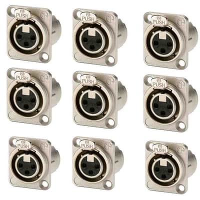 9 Neutrik 3 Pin XLR Mic Female Rack or Floor Box Panel Connectors image 1