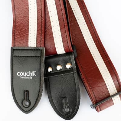 Couch Dark Red With White Vinyl Racer X Guitar Strap image 2