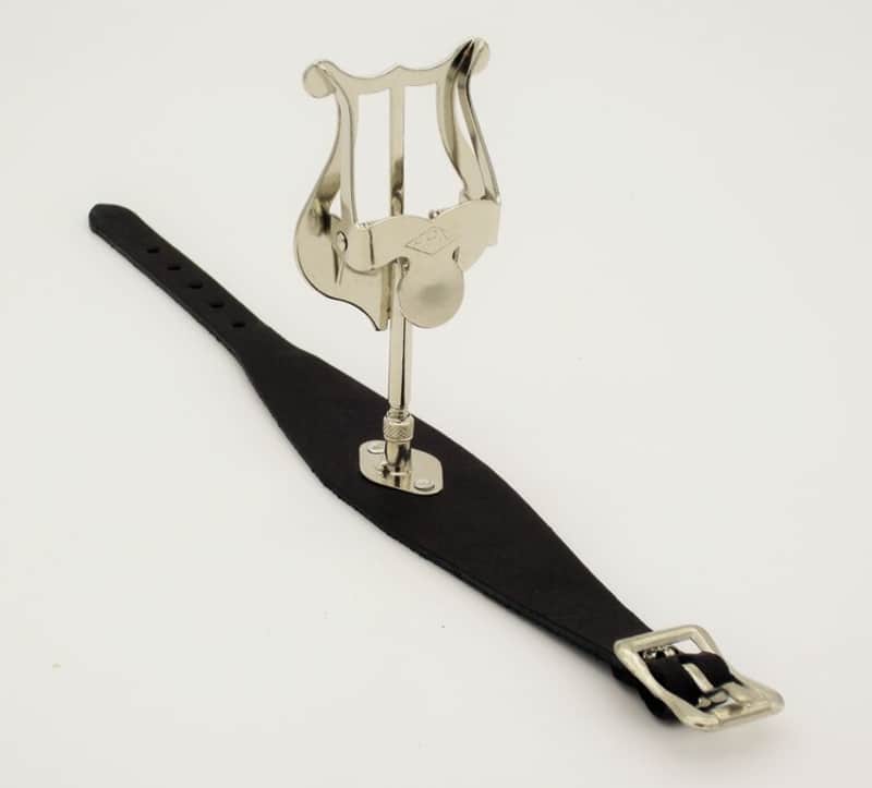The AP&M Original Genuine Leather Wrist Strap-On Flutist Nickel Plated Lyre Folio-Clip for Marching Music Performance image 1