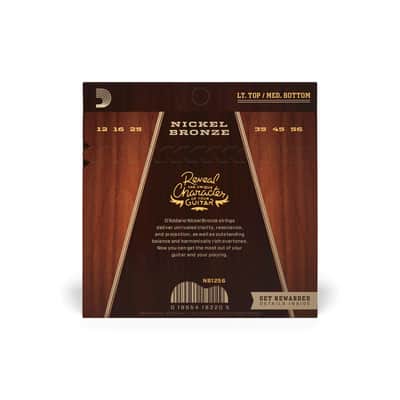 D'Addario NB1256 Nickel Bronze Acoustic Guitar Strings, 12-56 Light/Medium image 3