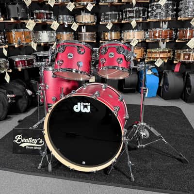 DW Collector's Series SSC Pure Maple 4-Piece 10/12/16/22 Drum Kit Set in Cherry Satin Oil Stain w/ Chrome Hardware image 3
