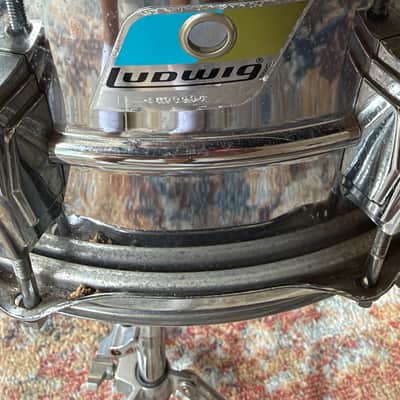 Ludwig LM402KT Hammered Supraphonic 6.5x14" 10-Lug Aluminum Snare Drum with Tube Lugs 1999 - Present - Chrome-Plated image 6