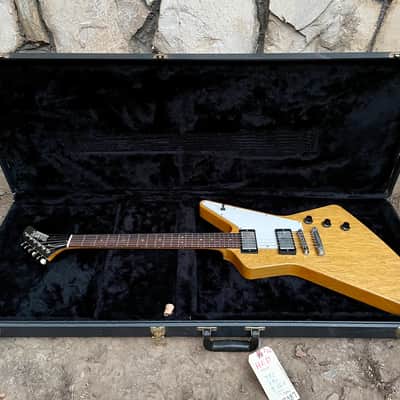 USA 2006 Hamer Korina Standard Explorer with rare checkerboard logo and original hardshell case SEE DESCRIPTION image 3
