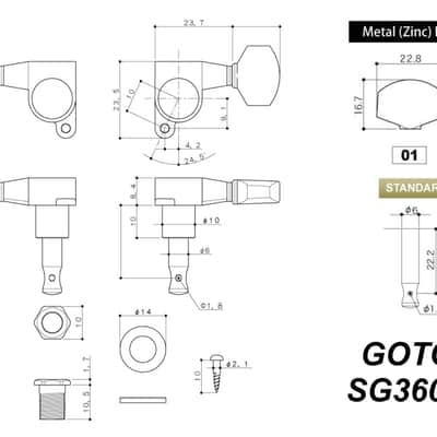 GOTOH SG360-01-Tuning Machine w/ Large Knobs - 3L x 3R - Chrome image 3