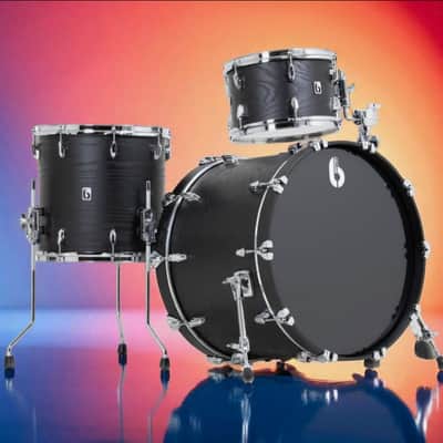British Drum Company Raven 12x8 / 16x15 / 22x14" 3pc Birch / Ash Shell Pack, Black Ash Satin, B-Stock image 1