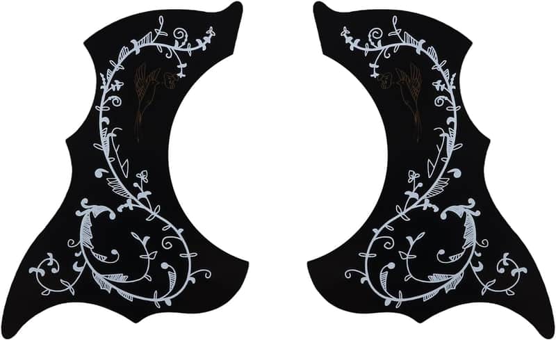 2Pcs Acoustic Guitar Pickguard, Self Adhesive Scratchplate Universal Sticker for Left Right Handed 40/41'' Folk Guitar Pickguard Scratch Plate, Black image 1