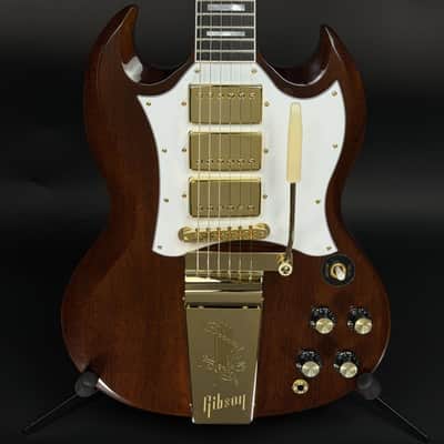 Gibson Custom M2M 1963 Les Paul SG Custom 3-PU Maestro VOS Gold Hardware - Walnut image 2