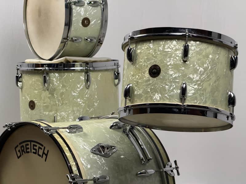 Gretsch 20/13/16/6.5x14" 1951 Round Badge 3-Ply Drum Set - White Marine Pearl image 1