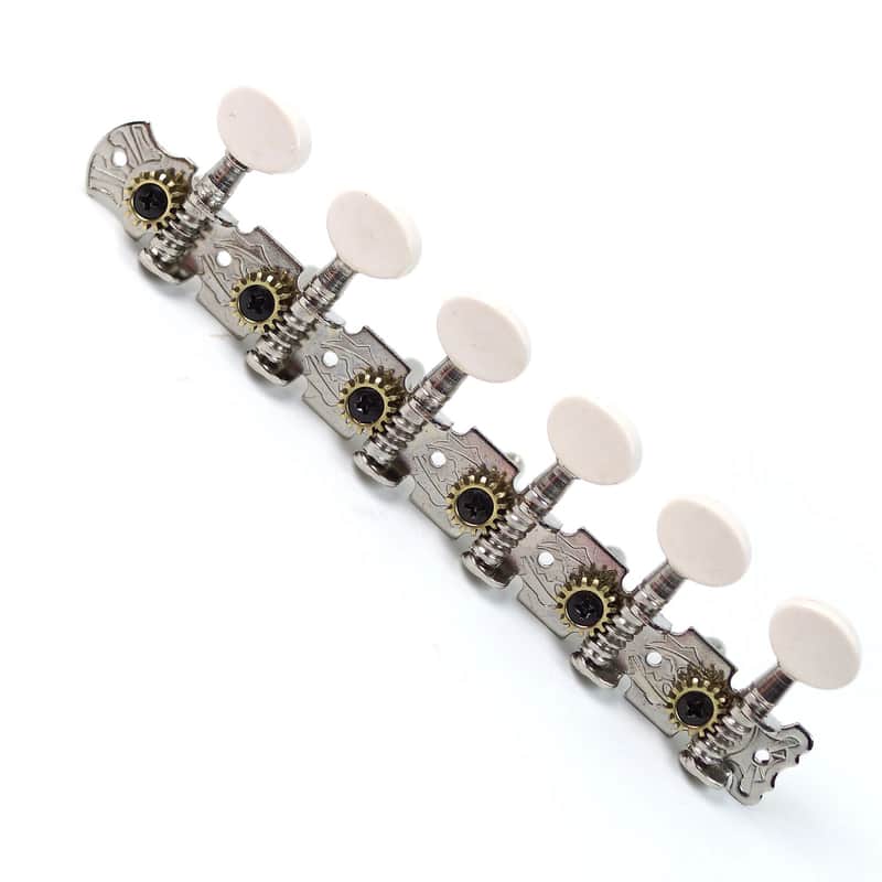 6-on-Plate Guitar Tuners Tuning keys for left/ Bass side of a 12-String guitar , Nickel image 1