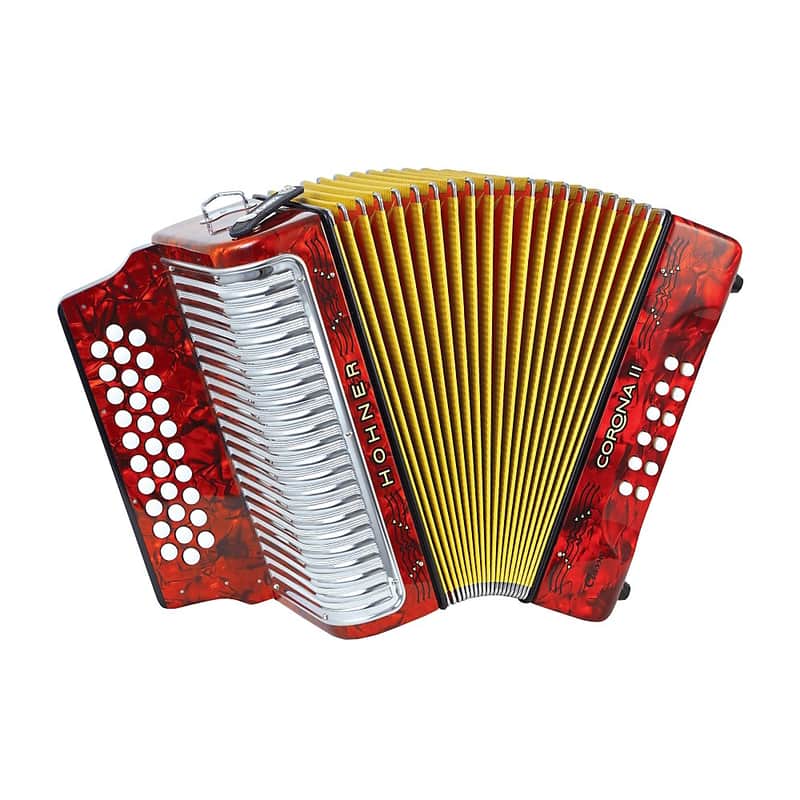 Hohner Corona II Classic, Key of "GCF" Diatonic ACC Accordion Regular Red image 1