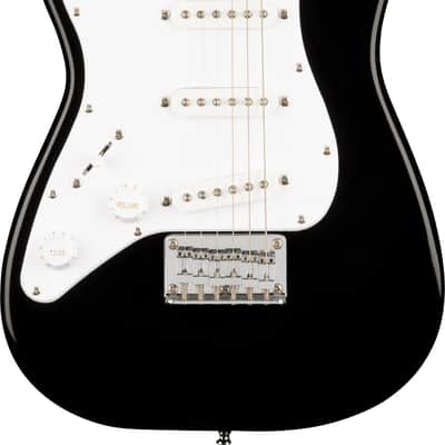 Fender Squier 3/4-Size Kids Mini Strat Electric Guitar, Left Handed - Black w/ Amplifier image 2