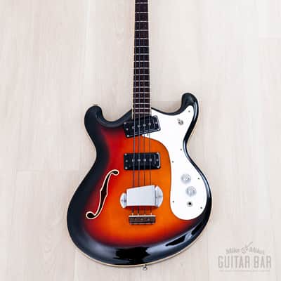1966 Mosrite Combo Vintage Semi-Hollow Bass Sunburst, Near-Mint w/ Case, Hangtag image 2