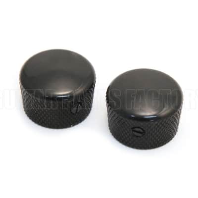 MK-0120-003 (2) Black Metal Cupcake Guitar/Bass Knobs for 6mm Split Shaft