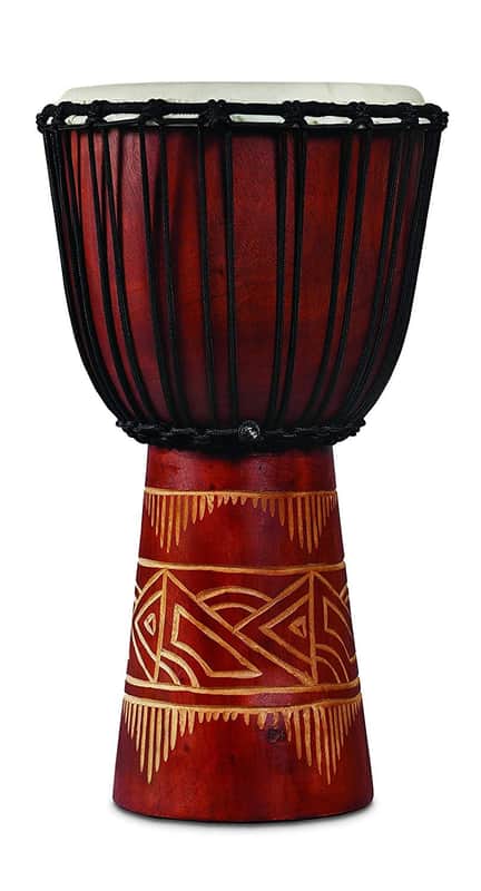 Latin Percussion LP713MR World Beat Wood Art Medium Djembe, Red with Natural image 1