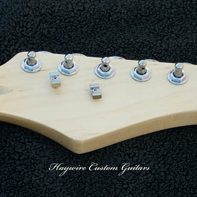 Maple/Ebony Right Hand standard 25-1/2" scale GUITAR NECK with Tuners 22 Fret Fender Tele and Strat Compatible Neck+ New Satin Nitro Finish with Frets Leveled, Crowned and Polished Frets and Includes Custom 1.65" Nut Perfectly Cut for Low Action! image 1