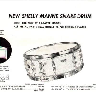 Leedy - 5.5x14" "Slingerleedy" No. 390 Shelley Manne Model Snare Drum 1958 - White Marine Pearl image 3