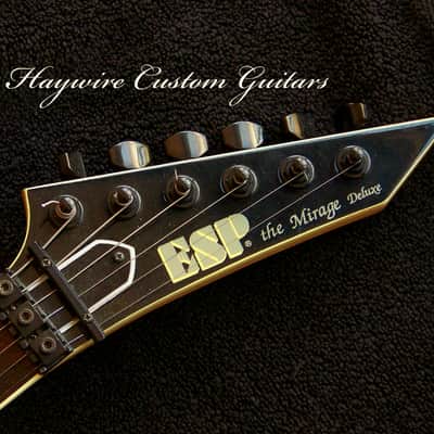 COLLECTORS: VERY RARE "Gold Camo" Original 1989 ESP Mirage Deluxe serial number 91032 Japanese-made "Golden Era" Superstrat Gold Camo" finish with Original ESP Sinclair bridge with Gold Label EMG pickups image 3