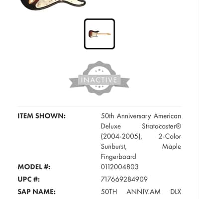 Fender 50th Anniversary American Deluxe Stratocaster 2004 - Sunburst image 13