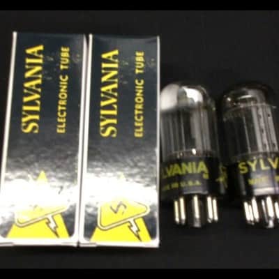 GREAT PAIR SYLVANIA 6SN7GTB Vintage Audio Black Plate VACUUM TUBES